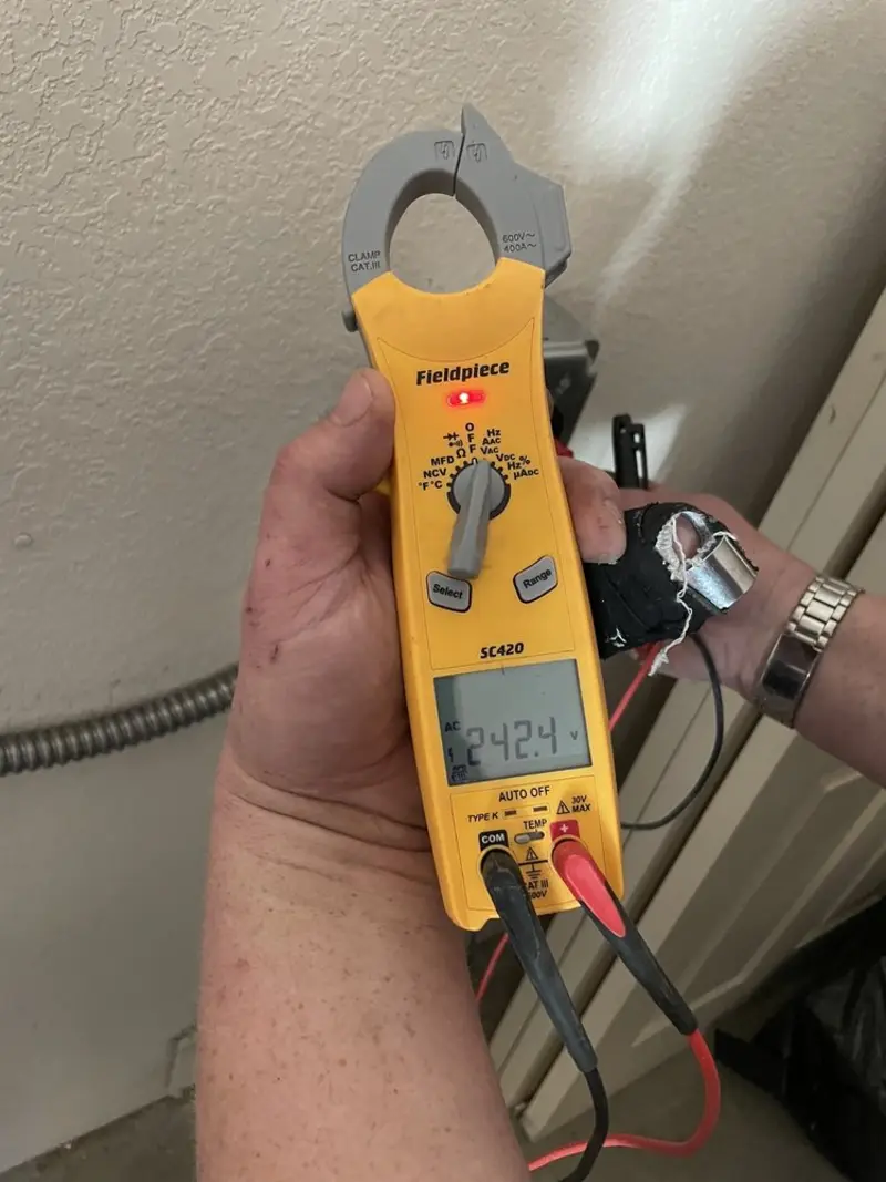 Voltage testing with clamp meter during Hot Tub / Pool Electrical Wiring in Escatawpa